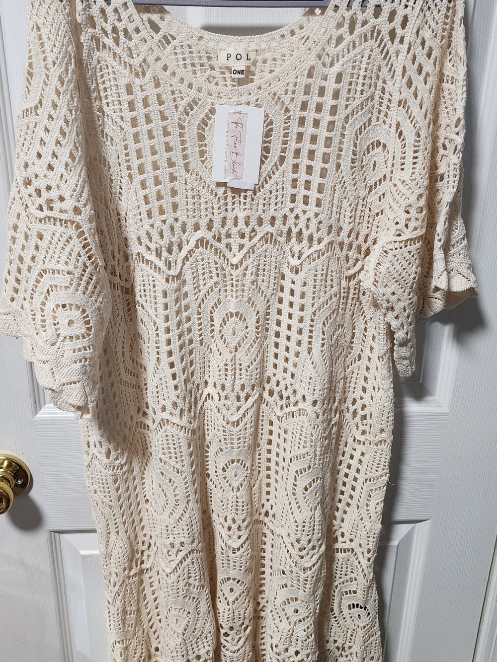 POL Crochet Lace Cover-Up Dress in Cream